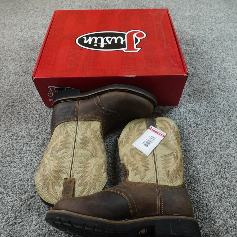 NEW Justin Boots Mens 10.5 EE Superintendent Cowhide Stampede Western Cowboy